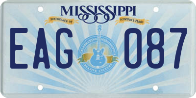 MS license plate EAG087