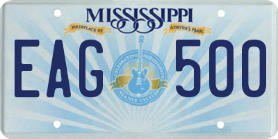 MS license plate EAG500