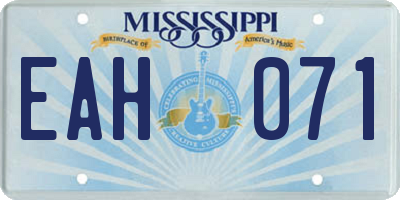 MS license plate EAH071