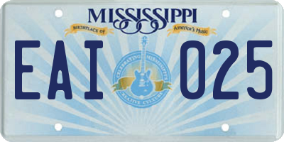 MS license plate EAI025