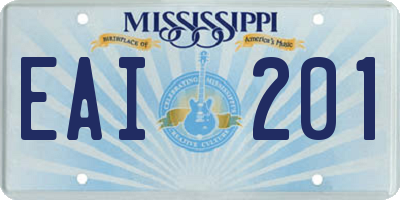 MS license plate EAI201