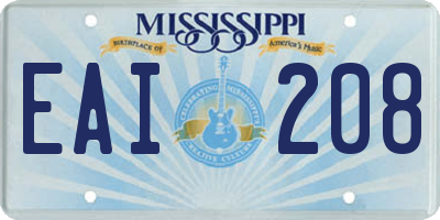 MS license plate EAI208