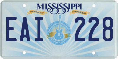 MS license plate EAI228