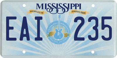 MS license plate EAI235