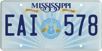 MS license plate EAI578