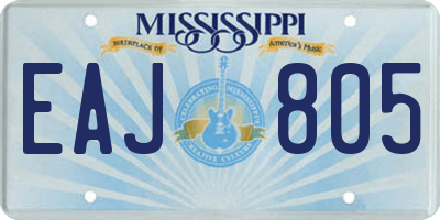 MS license plate EAJ805