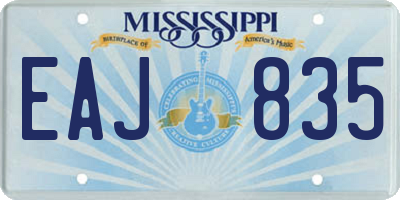 MS license plate EAJ835