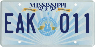 MS license plate EAK011