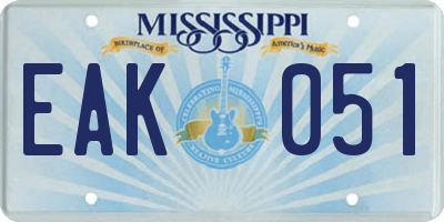 MS license plate EAK051