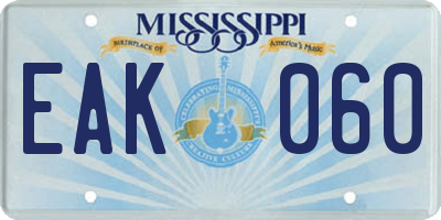MS license plate EAK060