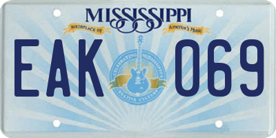 MS license plate EAK069
