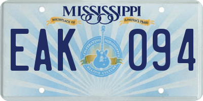 MS license plate EAK094