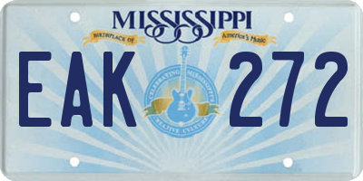 MS license plate EAK272
