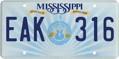 MS license plate EAK316