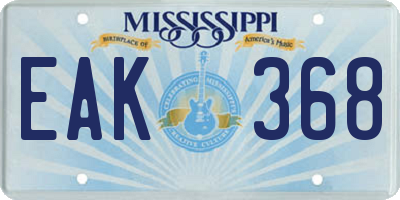 MS license plate EAK368
