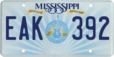 MS license plate EAK392