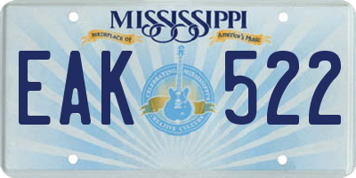 MS license plate EAK522