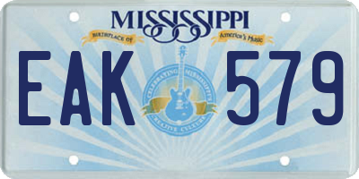 MS license plate EAK579