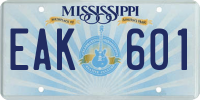 MS license plate EAK601