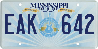 MS license plate EAK642