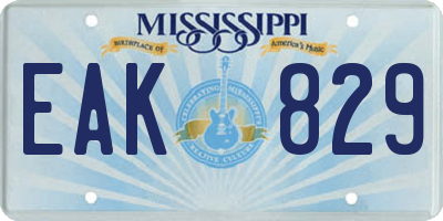 MS license plate EAK829