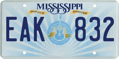 MS license plate EAK832