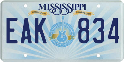MS license plate EAK834