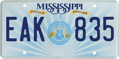 MS license plate EAK835
