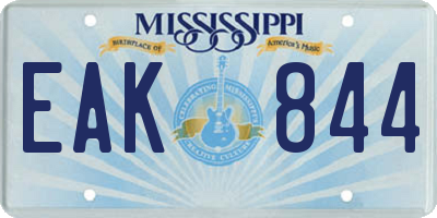 MS license plate EAK844