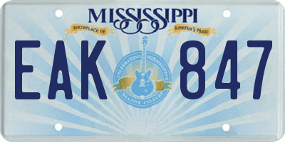 MS license plate EAK847