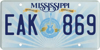 MS license plate EAK869