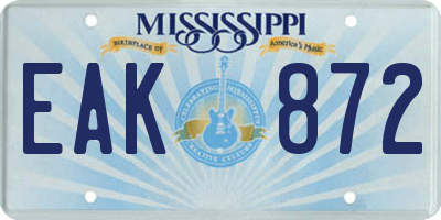MS license plate EAK872