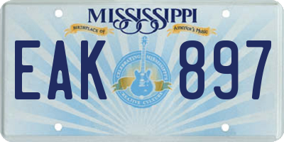 MS license plate EAK897