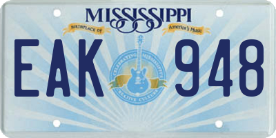 MS license plate EAK948