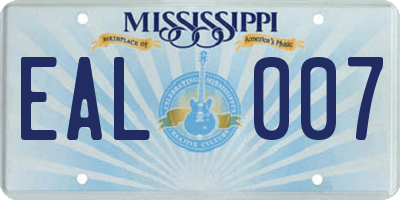 MS license plate EAL007