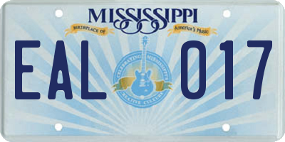MS license plate EAL017