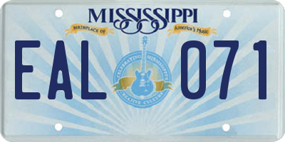 MS license plate EAL071