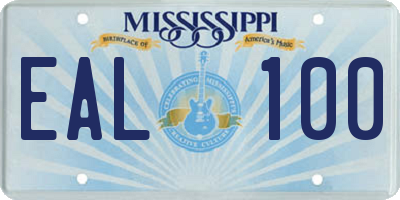 MS license plate EAL100