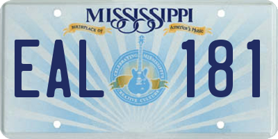 MS license plate EAL181