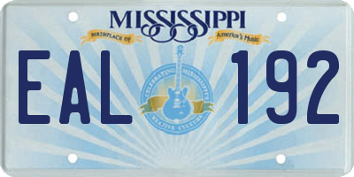 MS license plate EAL192