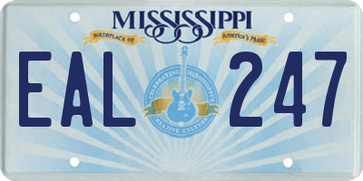 MS license plate EAL247