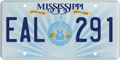 MS license plate EAL291