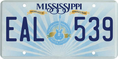 MS license plate EAL539