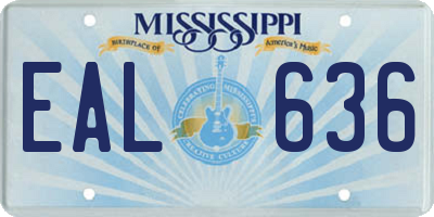 MS license plate EAL636