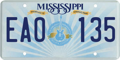 MS license plate EAO135