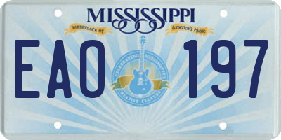 MS license plate EAO197