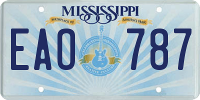 MS license plate EAO787