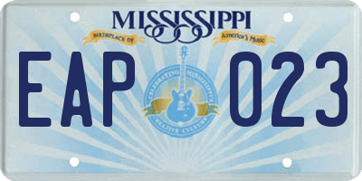 MS license plate EAP023