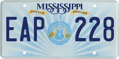 MS license plate EAP228