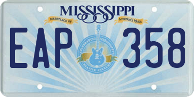 MS license plate EAP358